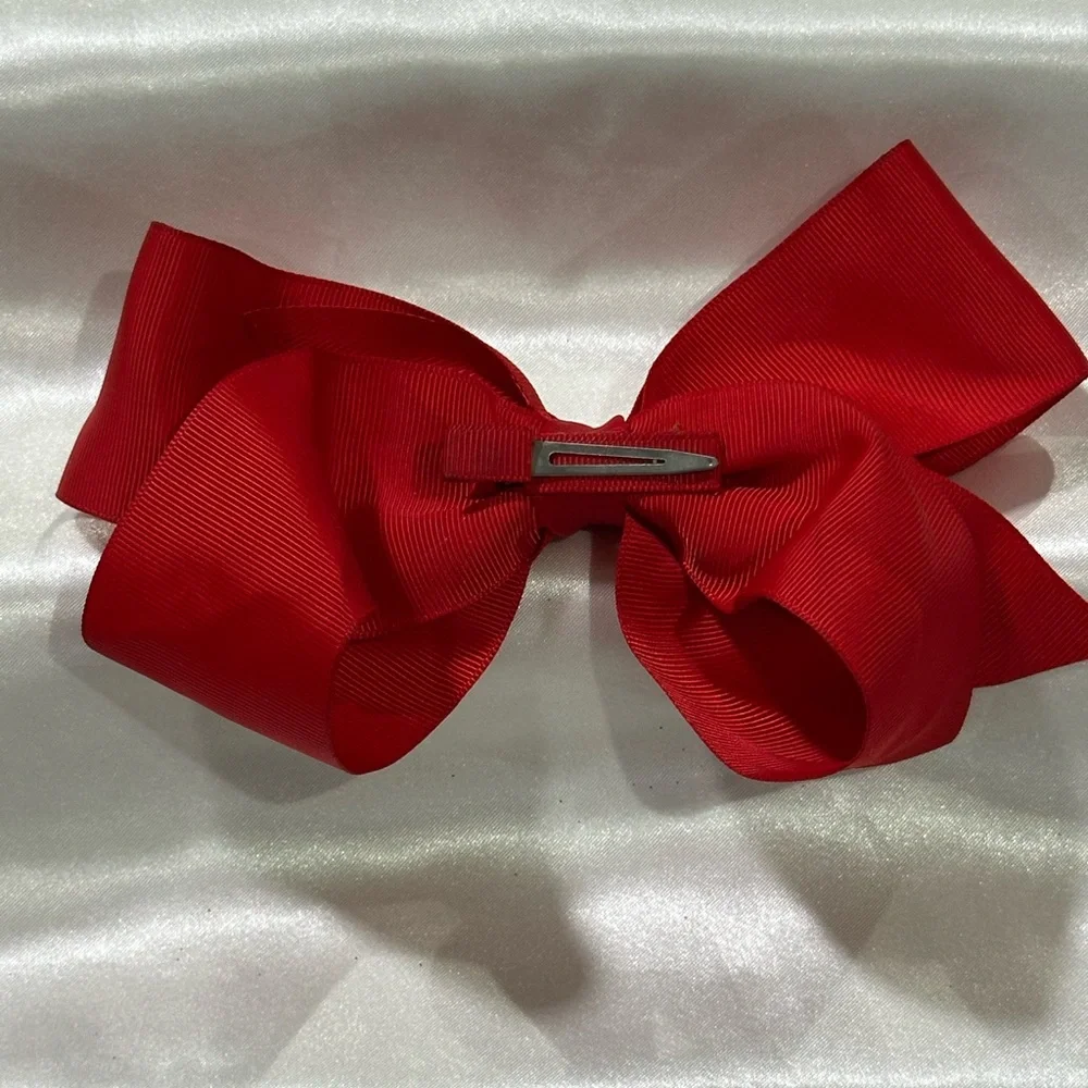 Red Grosgrain Hair Bow Clip - bundle 2 or more for shipping savings.